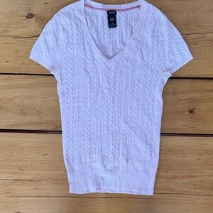 GAP Soft Pink V-Neck Cable Knit Top